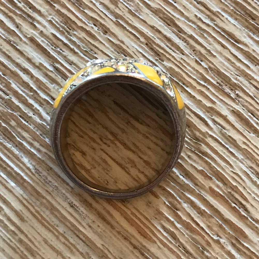 Enamel Rhinestone Statement Cocktail Ring In Bright Yellow - Picture 7 of 10